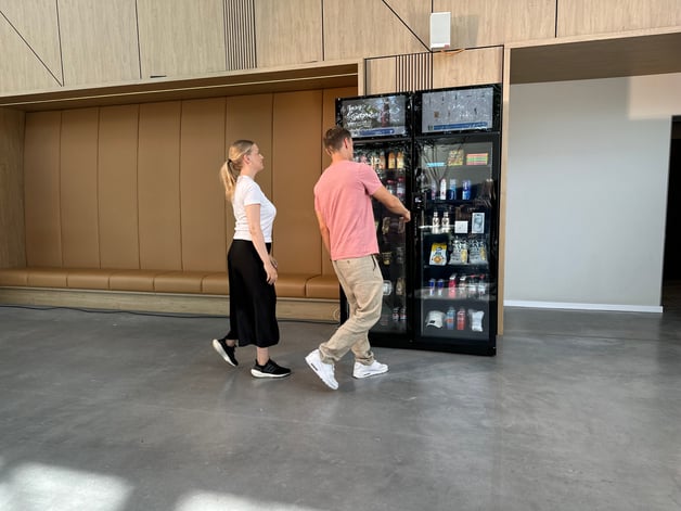 Selfly Store smart vending machines in a location that could be an apartment complex.