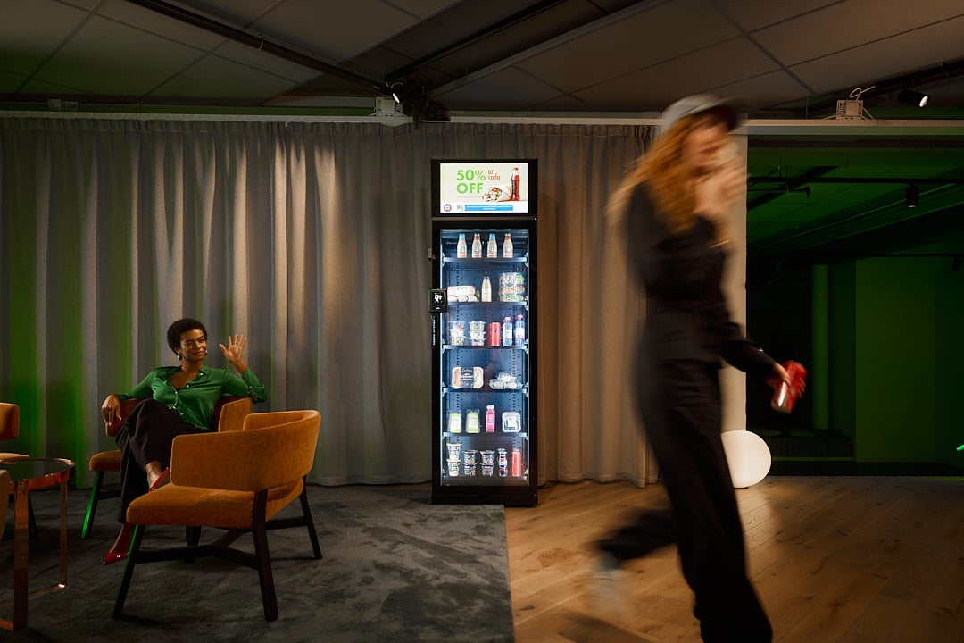 Smart vending fridge in a lounge